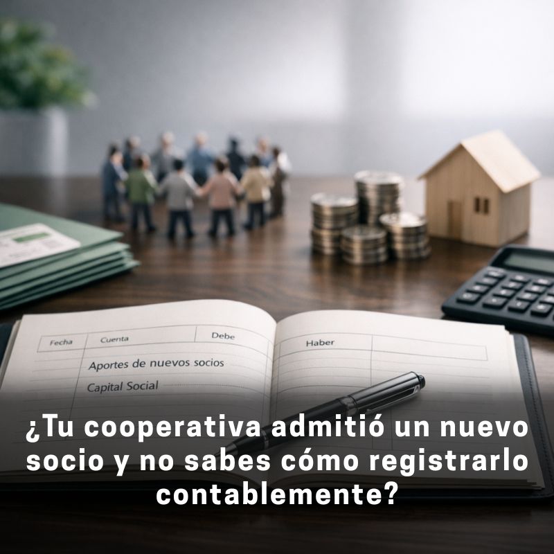 Asiento contable por admisión de nuevos socios cooperativistas
