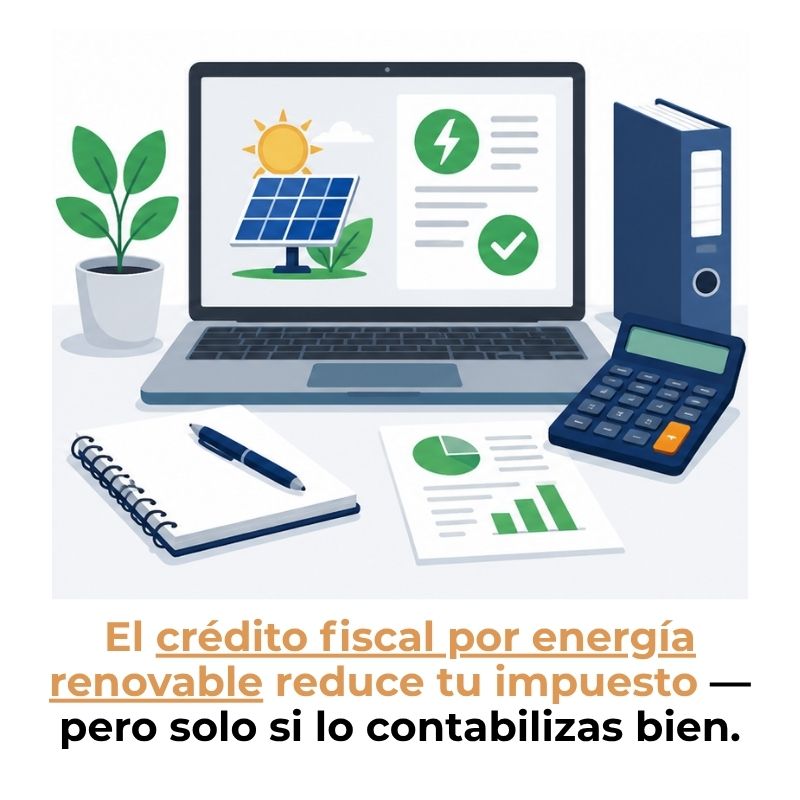 cómo se contabiliza un crédito fiscal por energía renovable