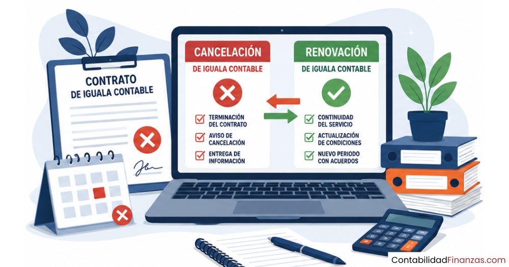 cancelación y renovación de iguala contable