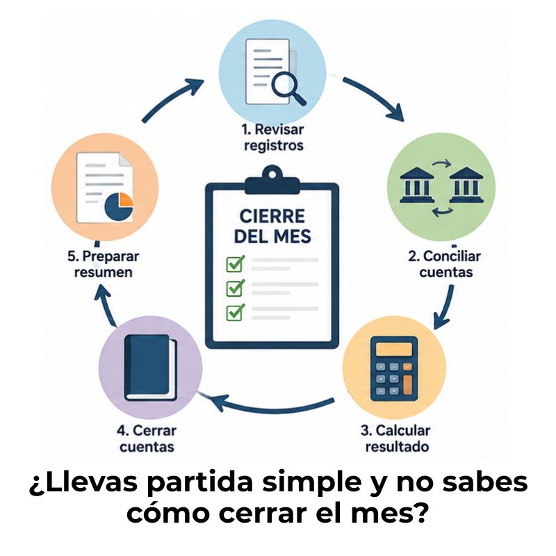 cómo cerrar el mes en partida simple