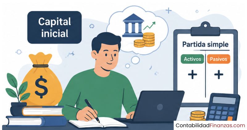 cálculo del capital inicial en partida simple