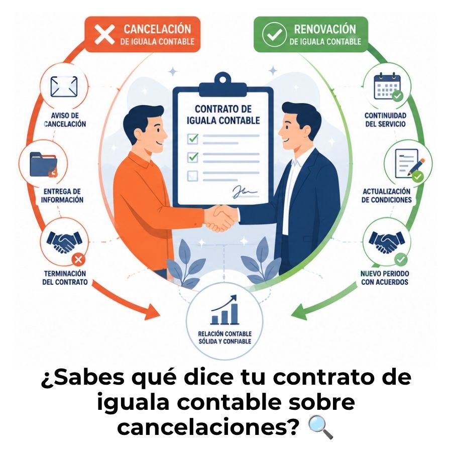 cancelación y renovación de iguala contable