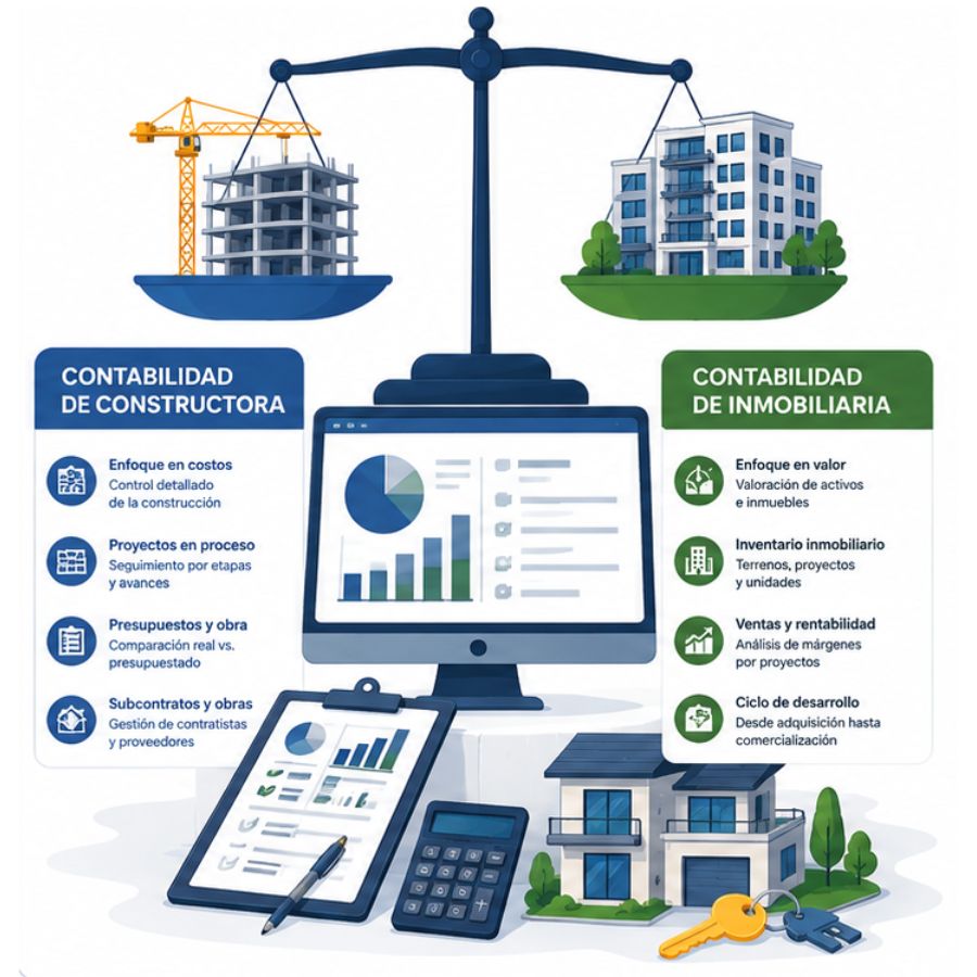 diferencia entre contabilidad de constructora e inmobiliaria