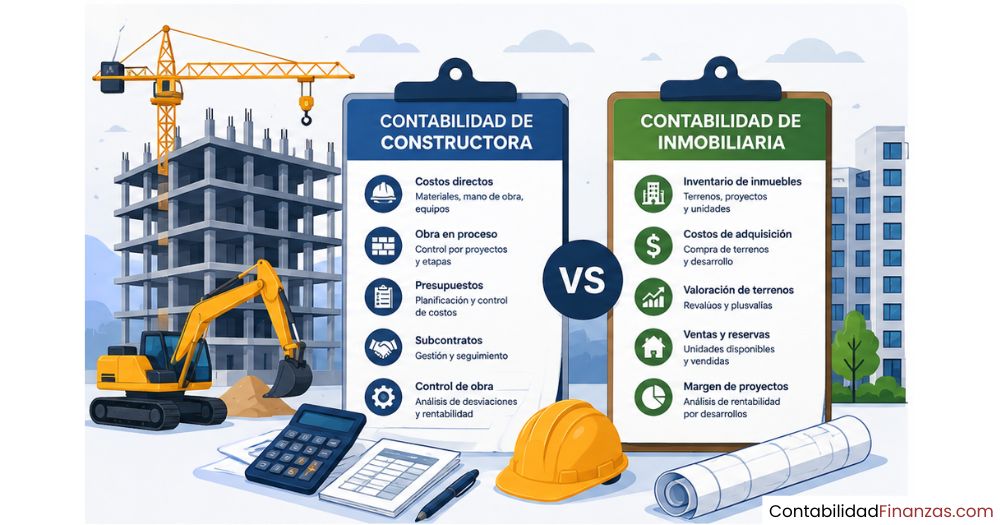 diferencia entre contabilidad de constructora e inmobiliaria