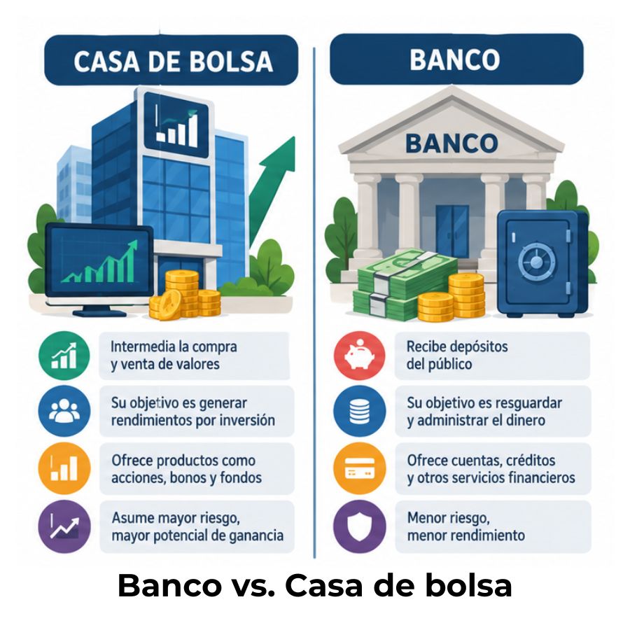 casa de bolsa y un banco