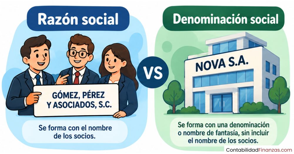diferencia entre razón social y denominación social