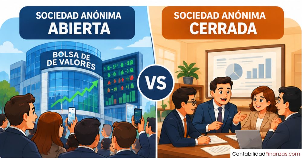 diferencia entre sociedad anonima abierta y cerrada