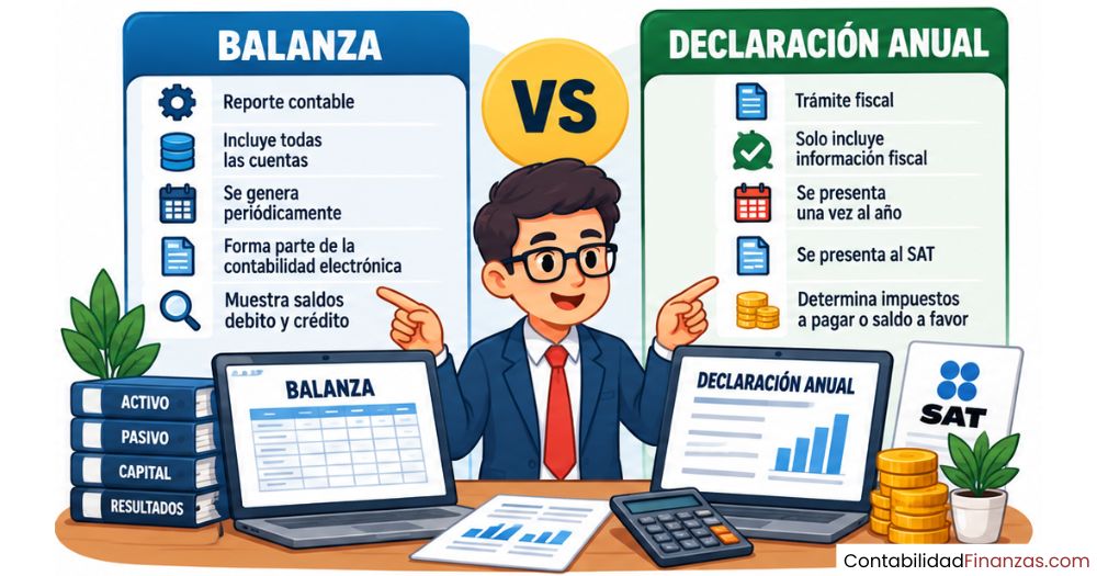 diferencias entre la balanza y la declaración anual